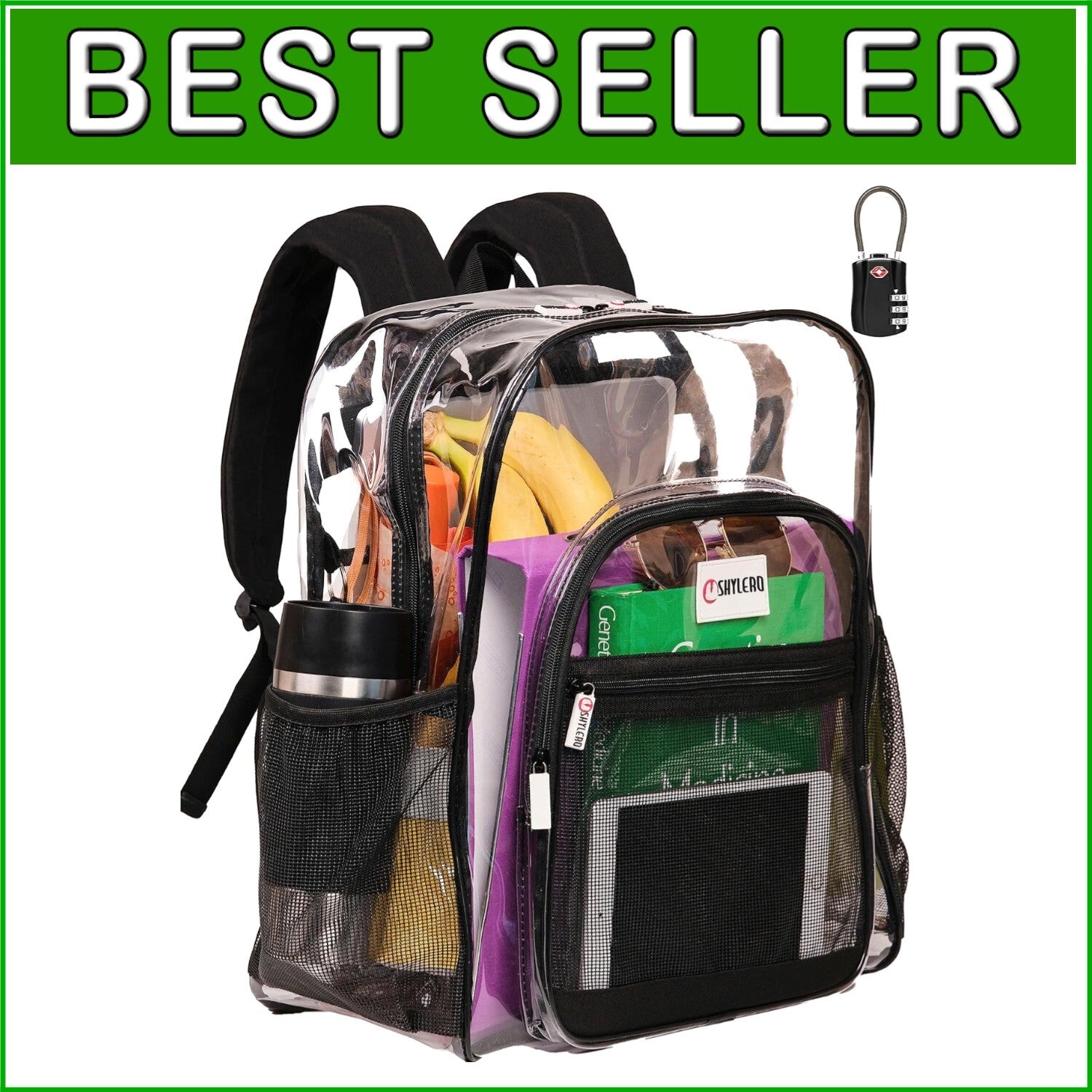 Extra-Large Clear Backpack with TSA Lock & 32L Capacity - Heavy Duty and Stylish