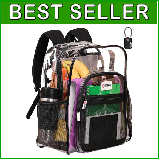 Extra-Large Clear Backpack with TSA Lock & 32L Capacity - Heavy Duty and Stylish