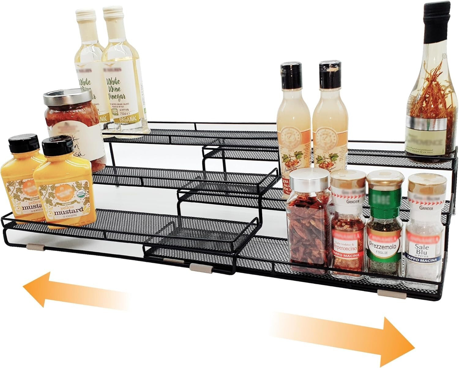 Elegant Expandable Spice Rack Organizer with Protective Railing - 14.5" to 29.1"