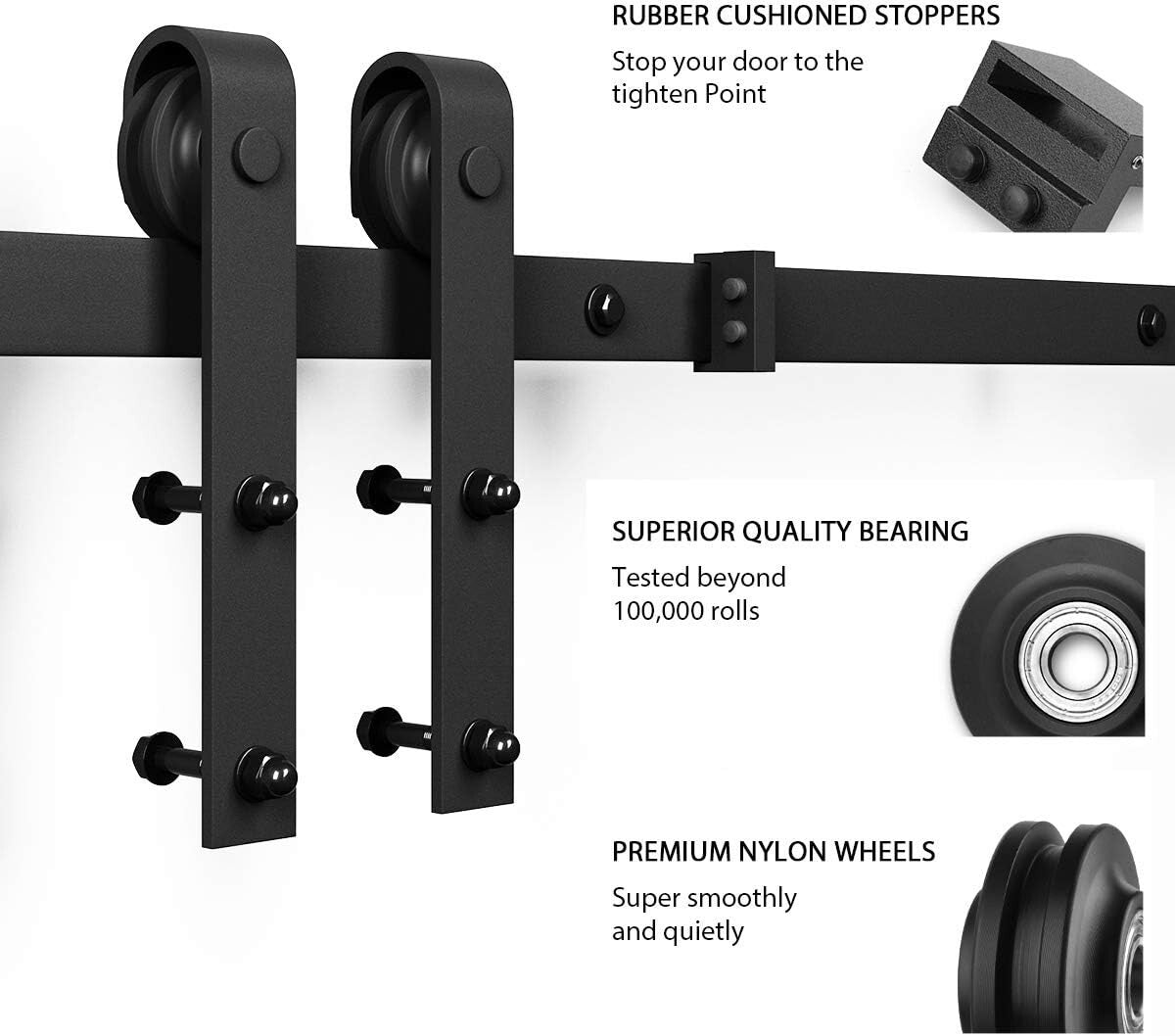 Durable 6FT Sliding Door Track with J Shape Hangers - Easy Installation