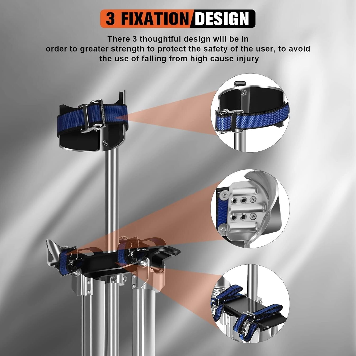 48-64" Adjustable Aluminum Drywall Stilts with Knee Pads - For Safe Painting