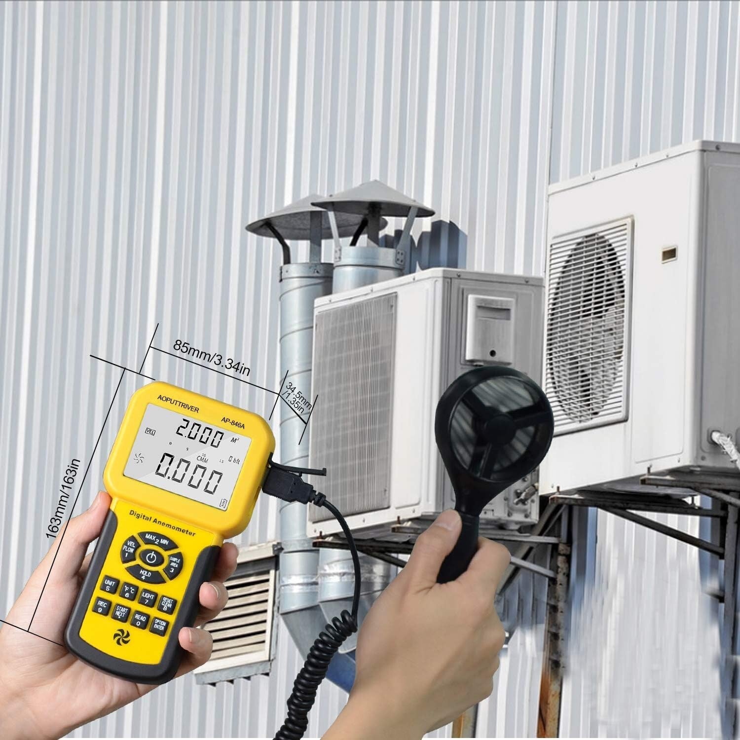 Compact Wind Speed Meter with Backlight - Multi-Function for HVAC Professionals