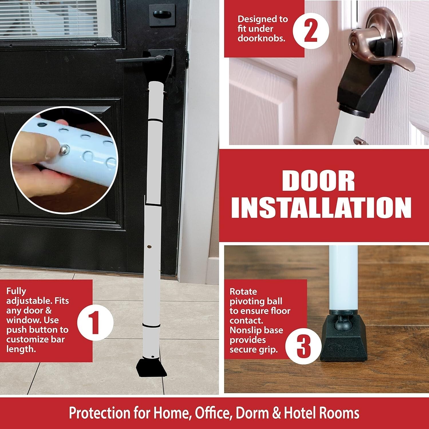 Portable Adjustable Door Bar - Ultimate 40-Gauge Security for Home & Travel