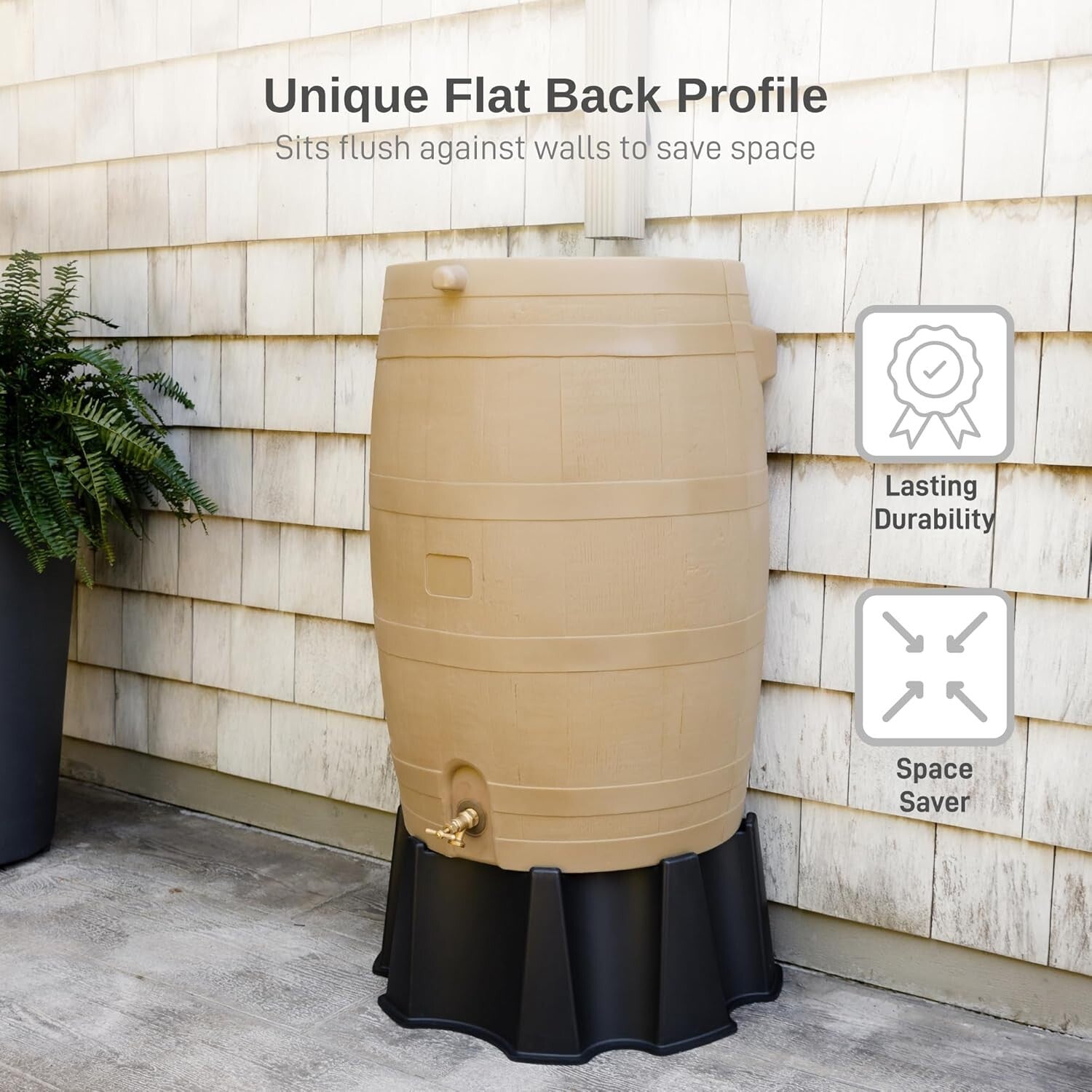 Eco-Friendly 50-Gallon Rain Barrel with Brass Spigot for Garden Irrigation