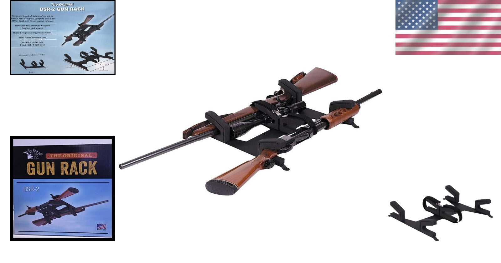 Multi-Environment Overhead Gun Rack for 2 Shotguns and Rifles – Durable Metal