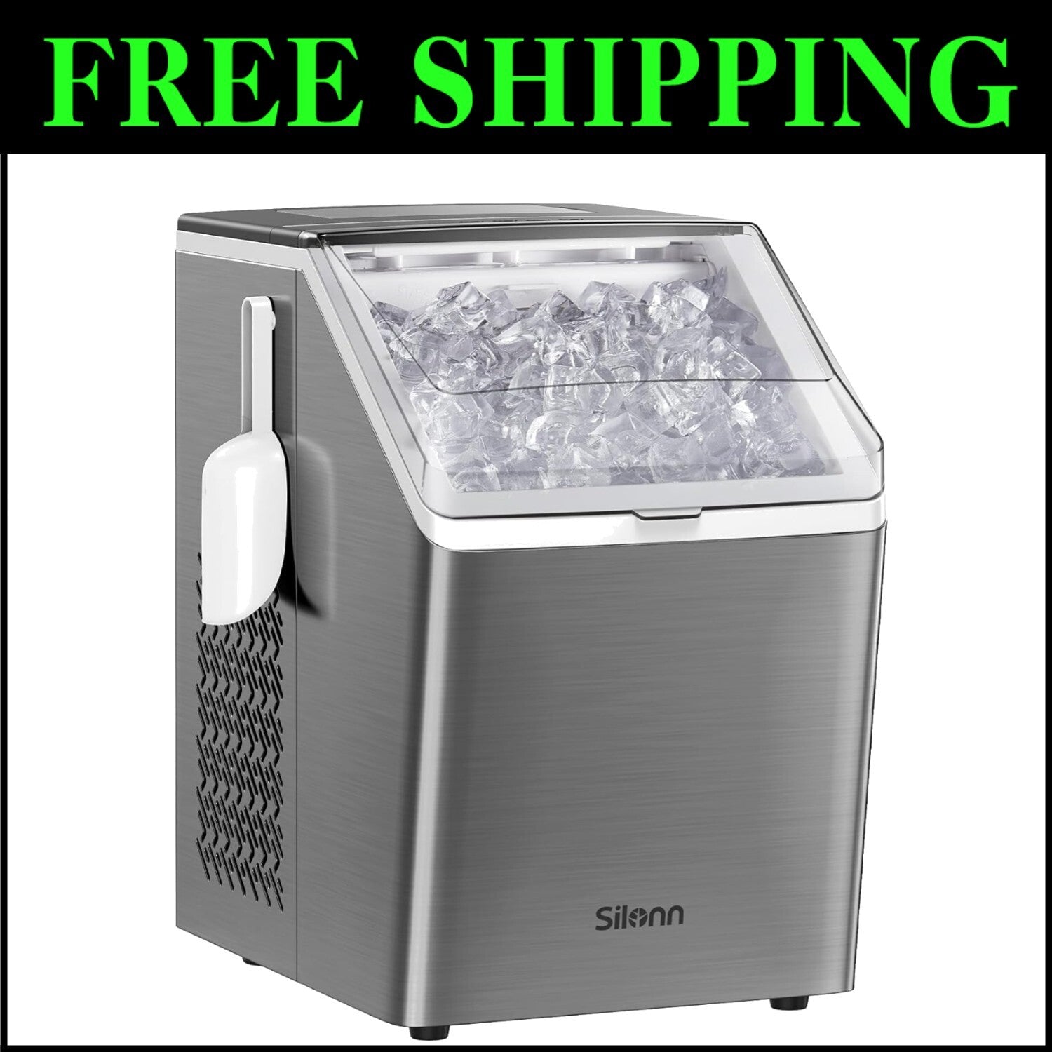 Compact Ice Maker Producing Up to 44 Lbs of Premium Ice Daily, Auto-Cleaning