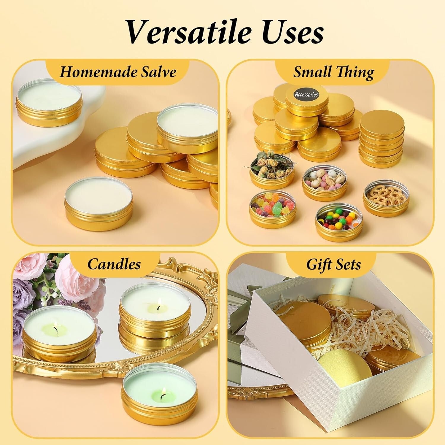 Durable Round 4 oz Aluminum Tins – Eco-Friendly Screw-Top Containers, 50 Pack