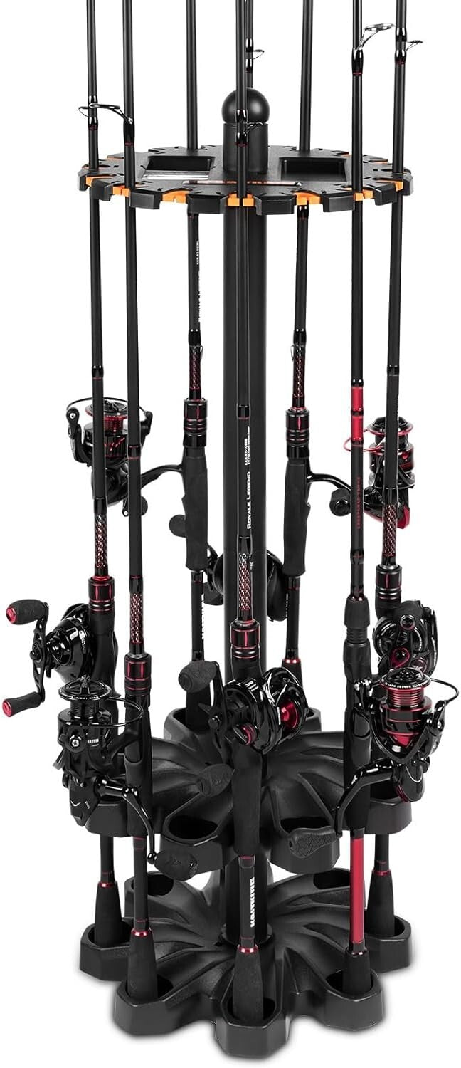 Durable V16 Fishing Pole Rack - Freestanding Design Holds 16 Rods Effortlessly