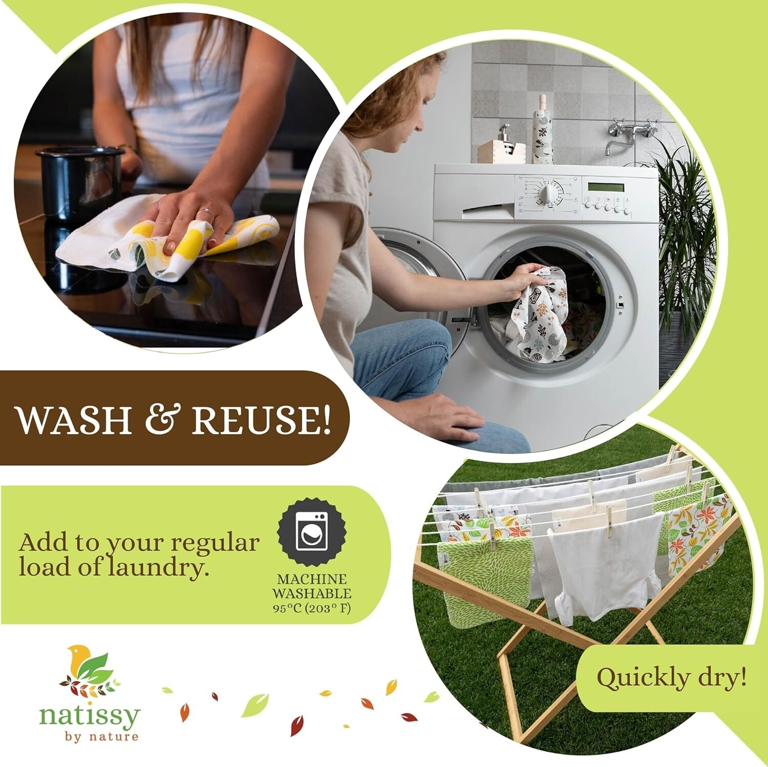 10 Durable Organic Cotton Cloth Towels - Sustainable Reusable Paper Alternatives