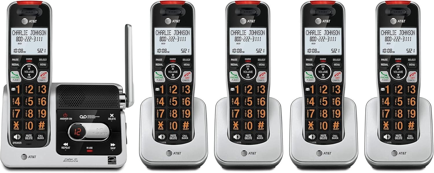 5-Handset Cordless Phone with Audio Assist, Answering Machine, and Call Blocker