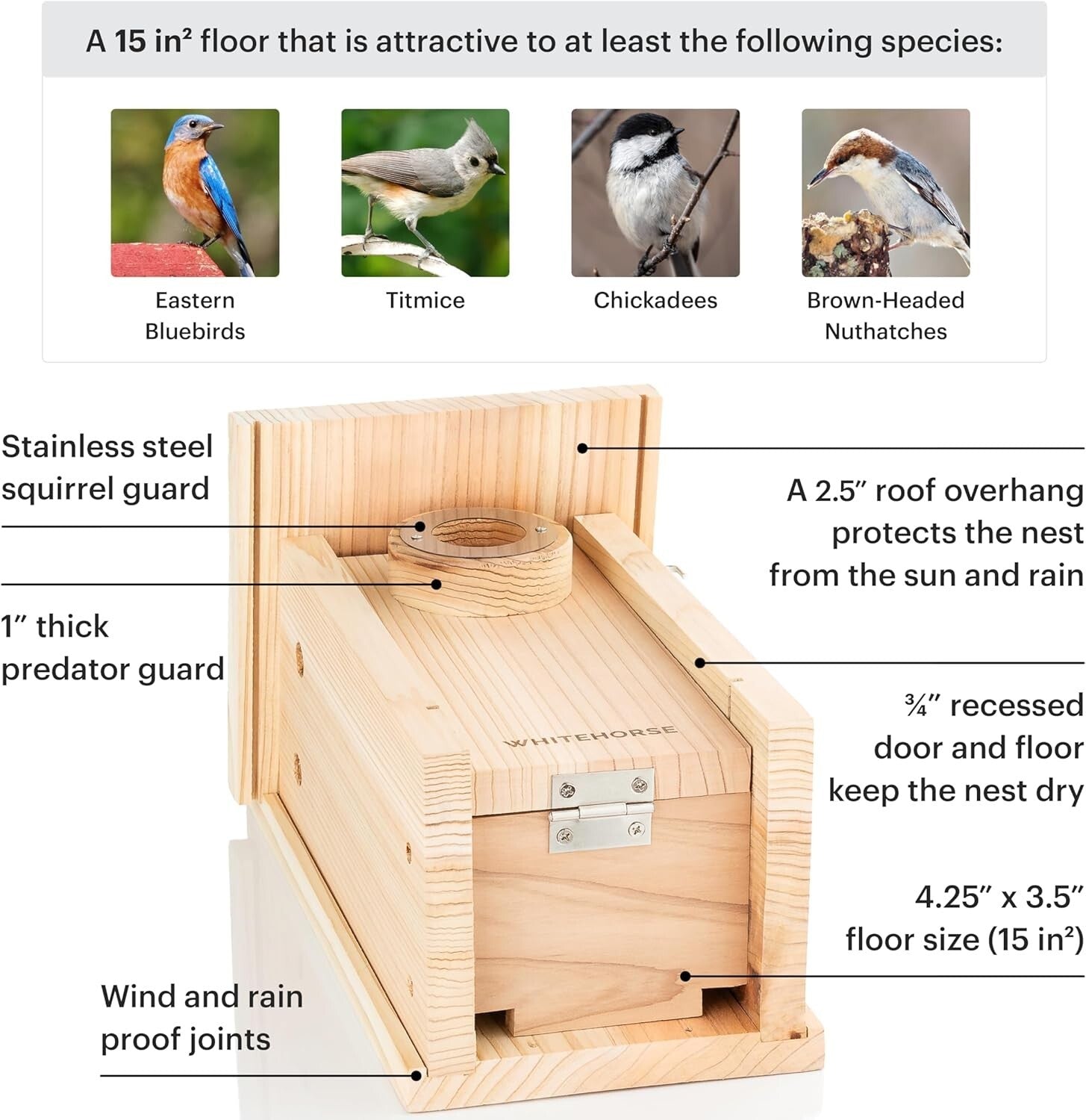 Premium Bluebird Nesting Box with Steel Pole & Baffle - Weather Resistant Design