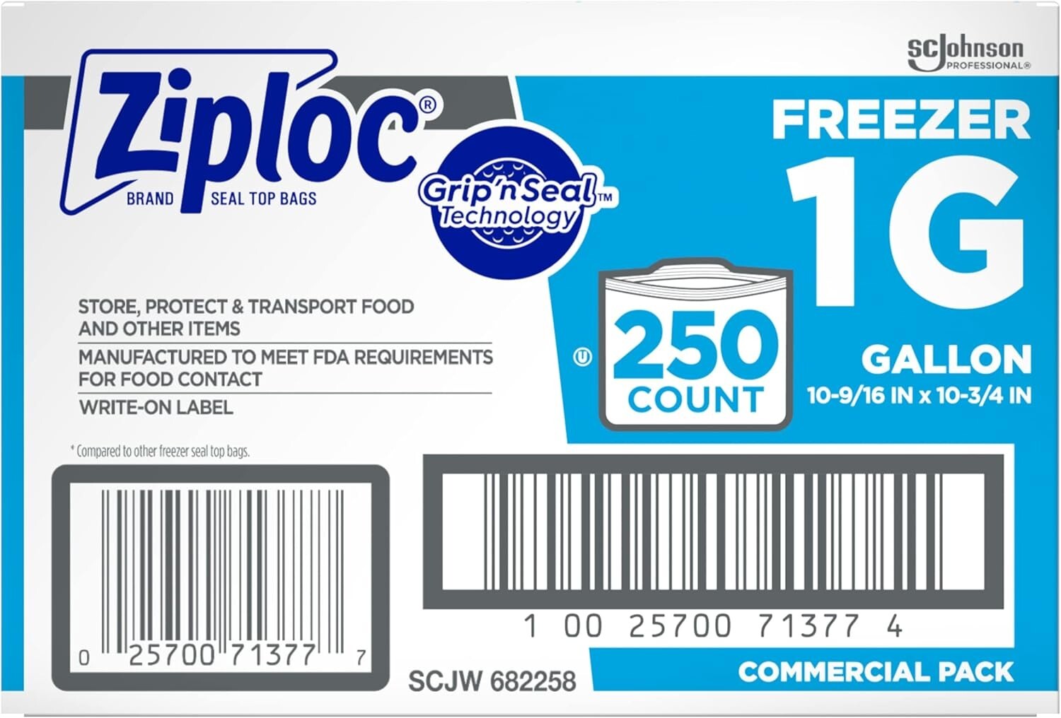 Versatile 250 Count Ziploc 1 Gallon Freezer Bags - Ideal for Meal Prep