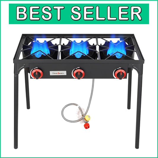 Durable 3 Burner Propane Gas Stove with Removable Legs for Easy Transportation
