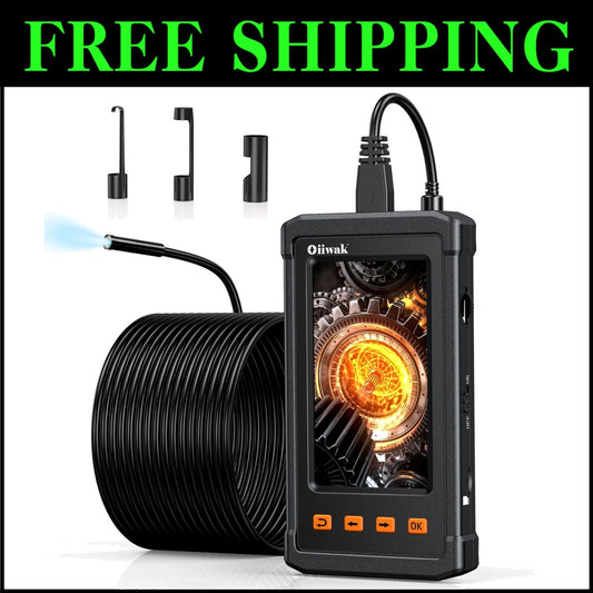 Waterproof Snake Borescope Camera - 4.3" IPS Screen for Pipe & Sewer Inspection
