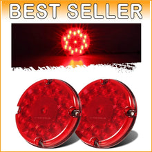 Load image into Gallery viewer, Red 7-Inch Round LED Trailer Lights - 2Pcs Set with Built-in Reflex Reflector
