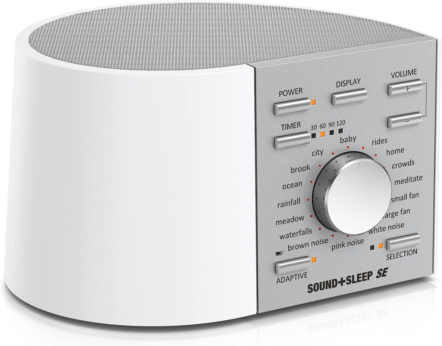Compact Sound + Sleep Noise Machine - USB Ports & 3.5mm Jack - Silver/White