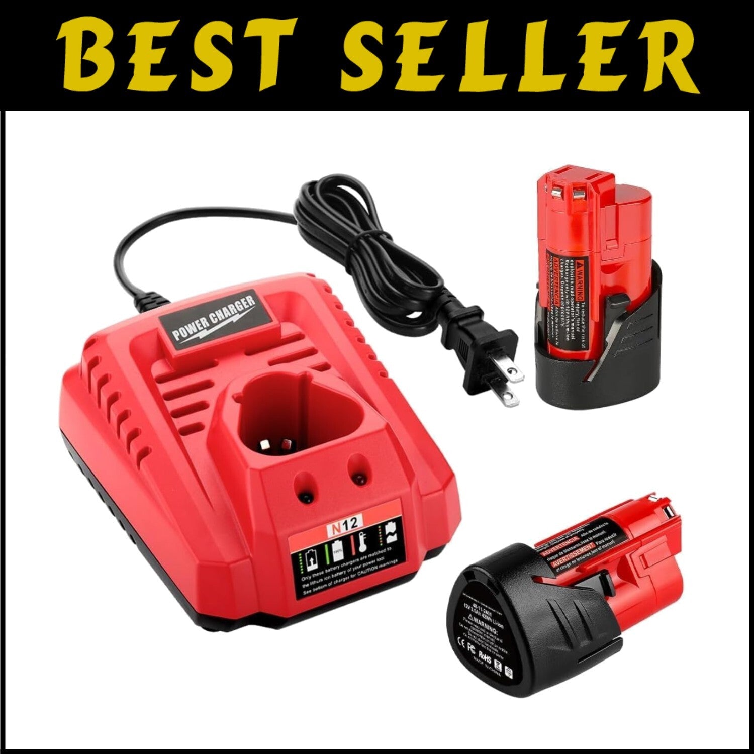 Milwaukee M12 Lithium Battery Starter Kit: 2x 3500mAh Batteries + Fast Charger