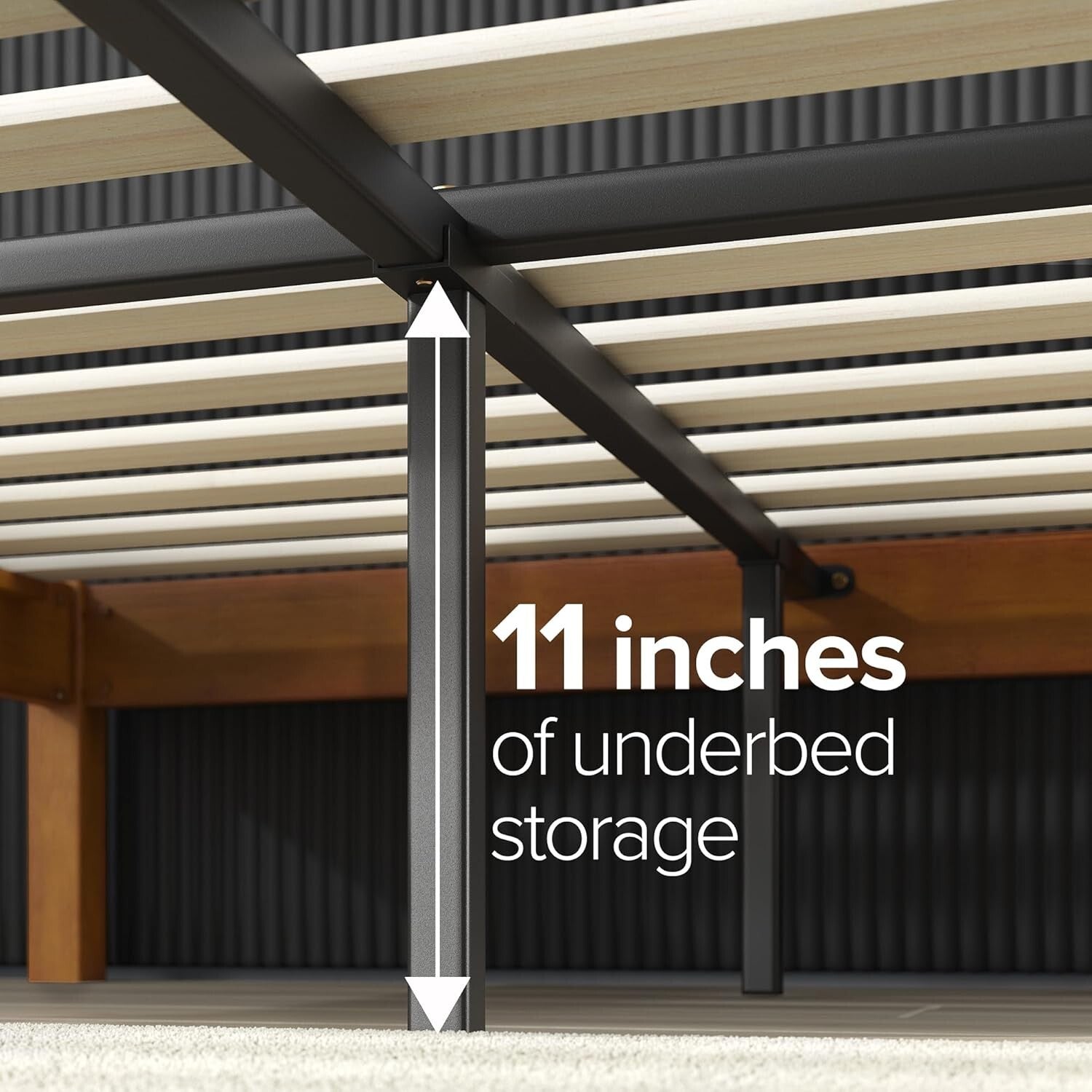 Eco-Friendly Ellie 14 Inch Bamboo King Platform Bed Frame - No Box Spring Needed