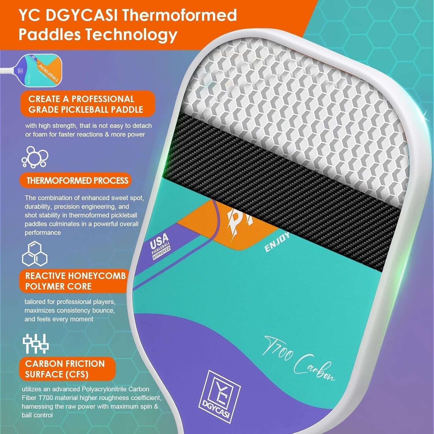 Ultimate Performance 16mm Pickleball Paddle with Honeycomb Core & 5.5'' Grip
