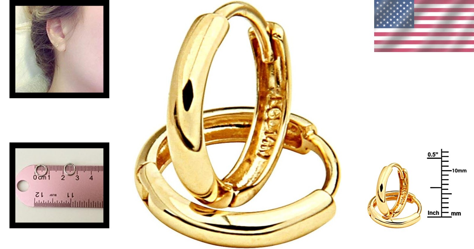 Classic 14K Yellow/White Gold Huggie Earrings - 8x8 mm for All Occasions