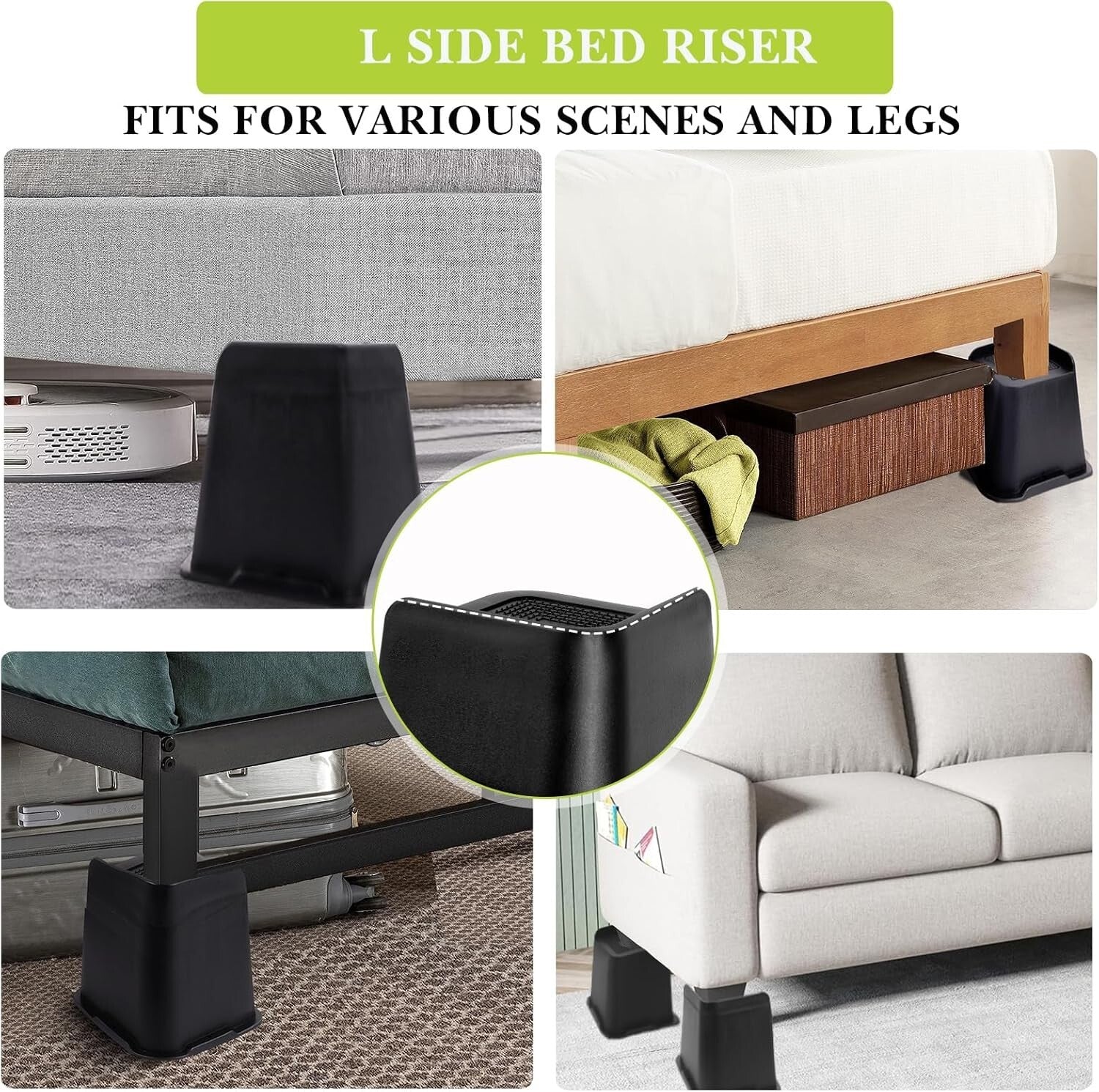 Sturdy Bed Risers 8 Inch Heavy Duty – Ideal Lift for Furniture & Storage Space