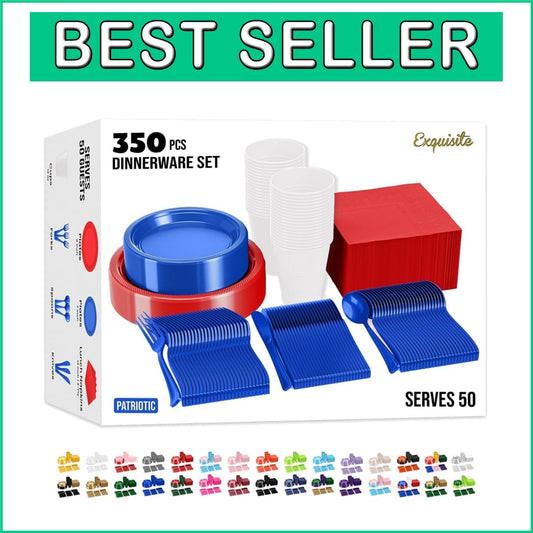 BPA-Free Patriotic Plates & Cups Set - 350 Pcs for Safe 4th Of July Celebrations