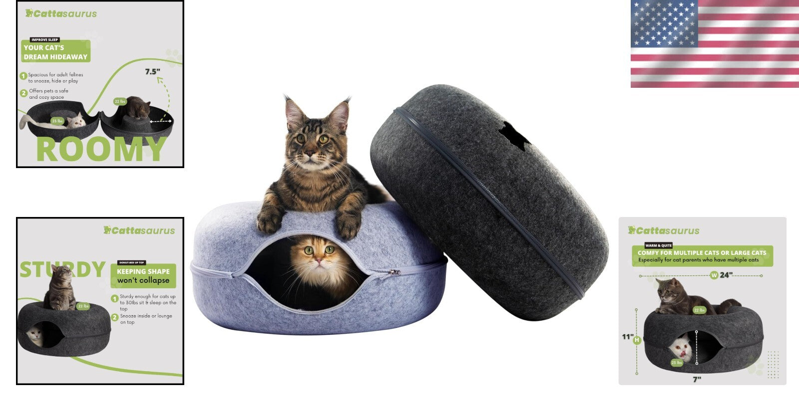 Large Cat Cave with Interactive Tunnel & Detachable Bed - Perfect for All Breeds