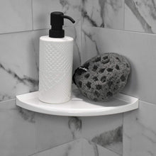 Load image into Gallery viewer, Retrofit 8-Inch Corner Shower Shelf with Drainage for Organized Bathroom Spaces