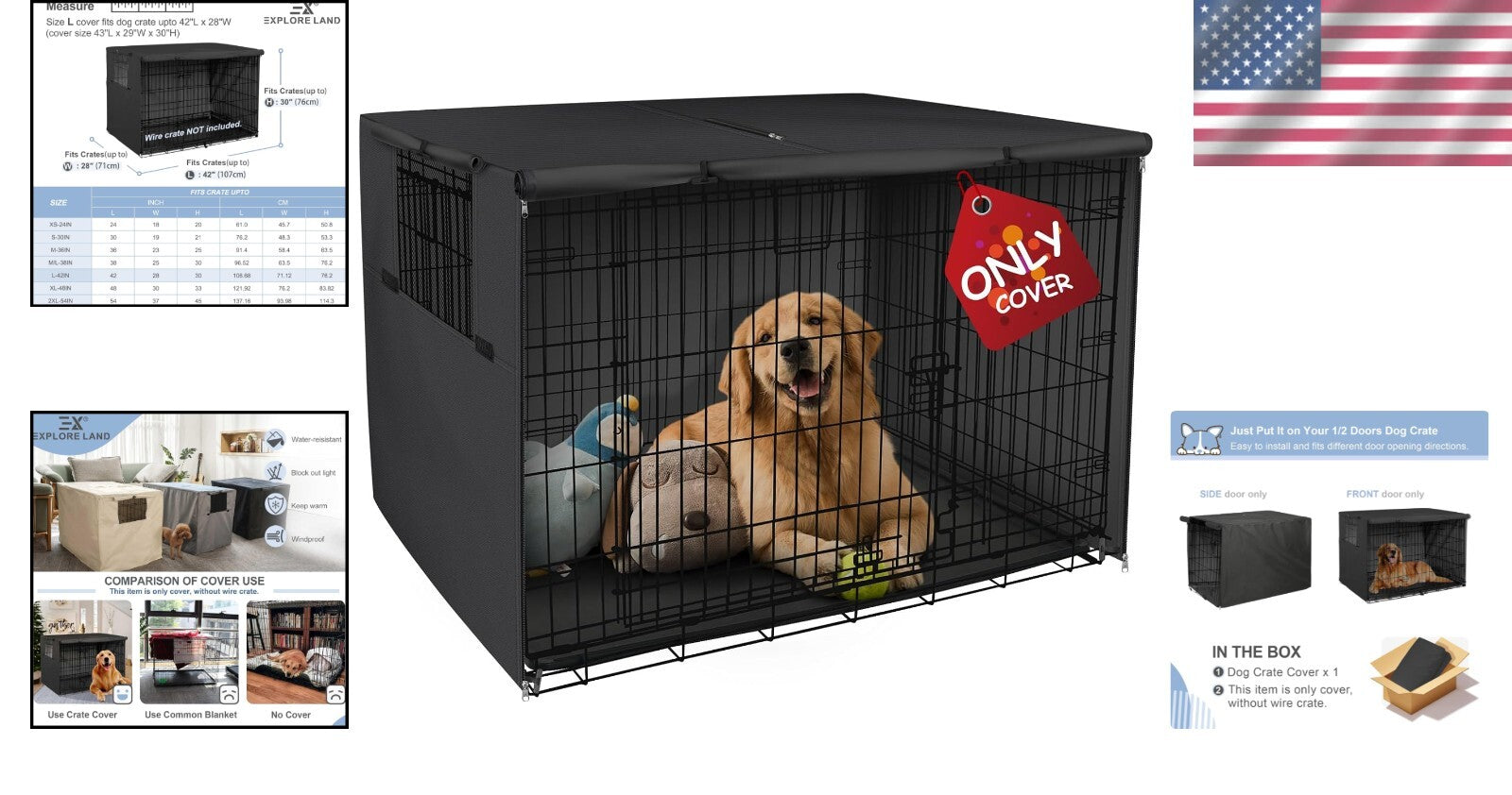 Lightweight 42-Inch Dog Crate Sunshade Cover - Perfect for Travel and Home Use