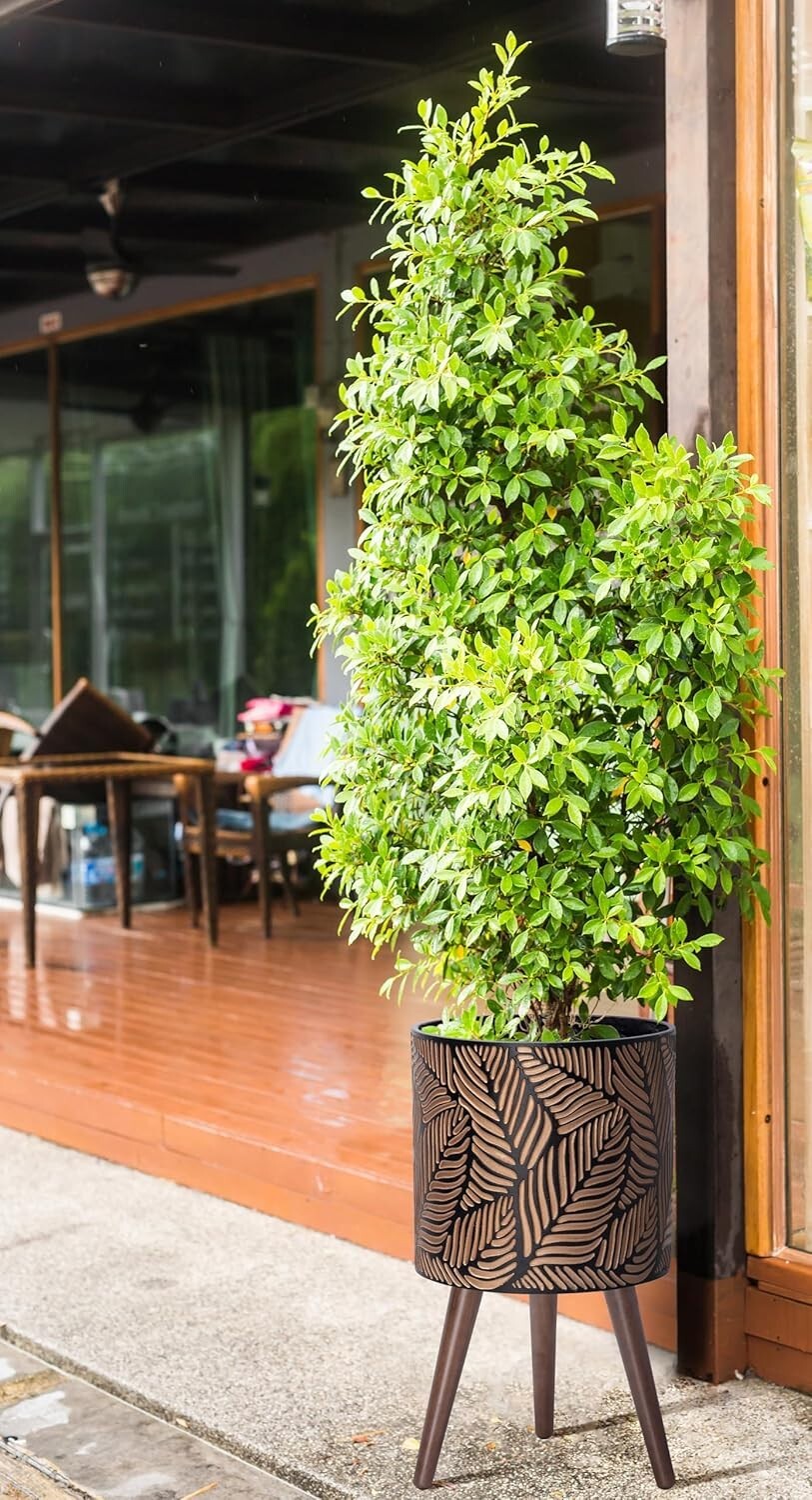 Stylish 12-Inch Plant Pot with Stand – Fiberglass Resin, Eco-Friendly Design