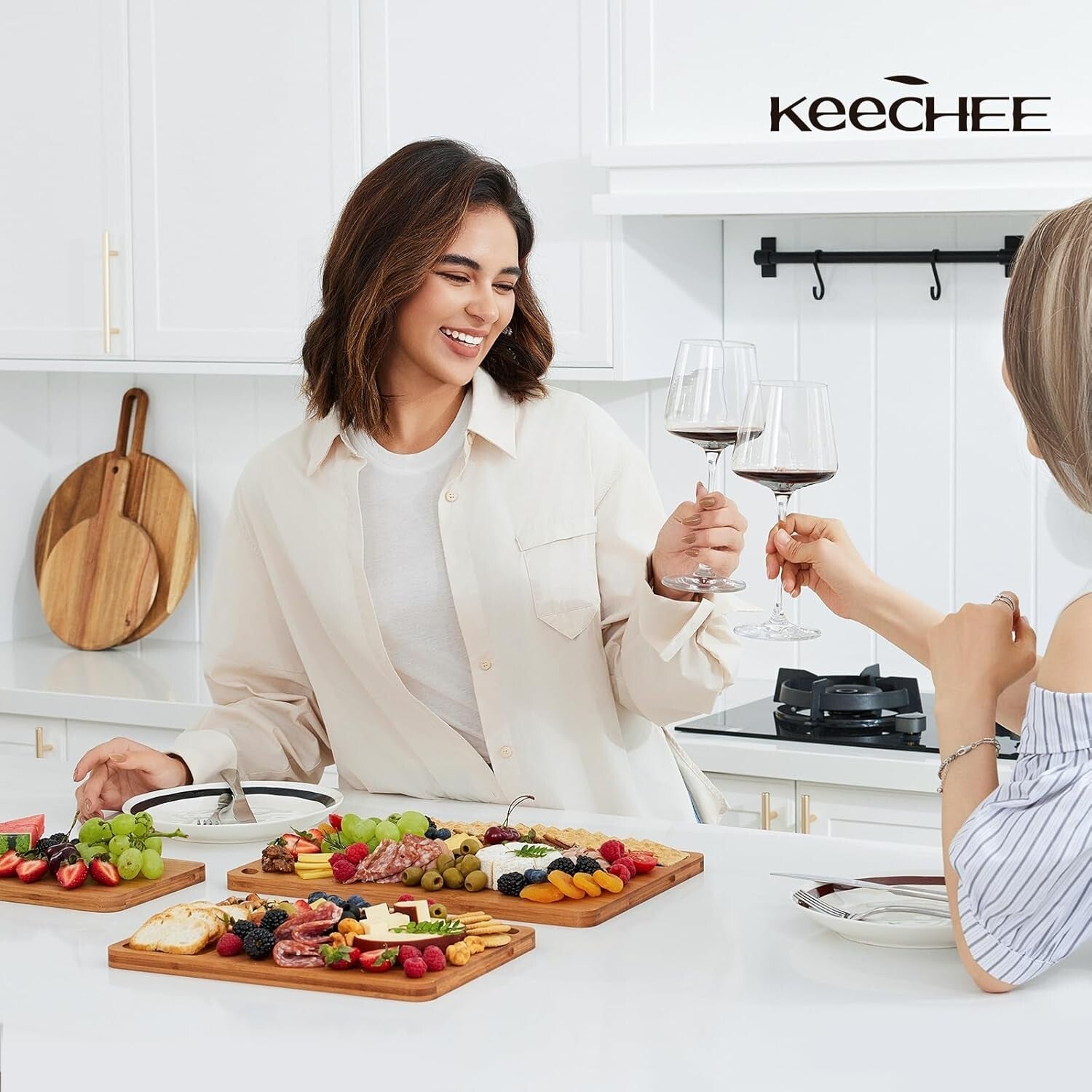 Rectangular Bamboo Chopping Board Set - Perfect for Meat, Veggies & Charcuterie