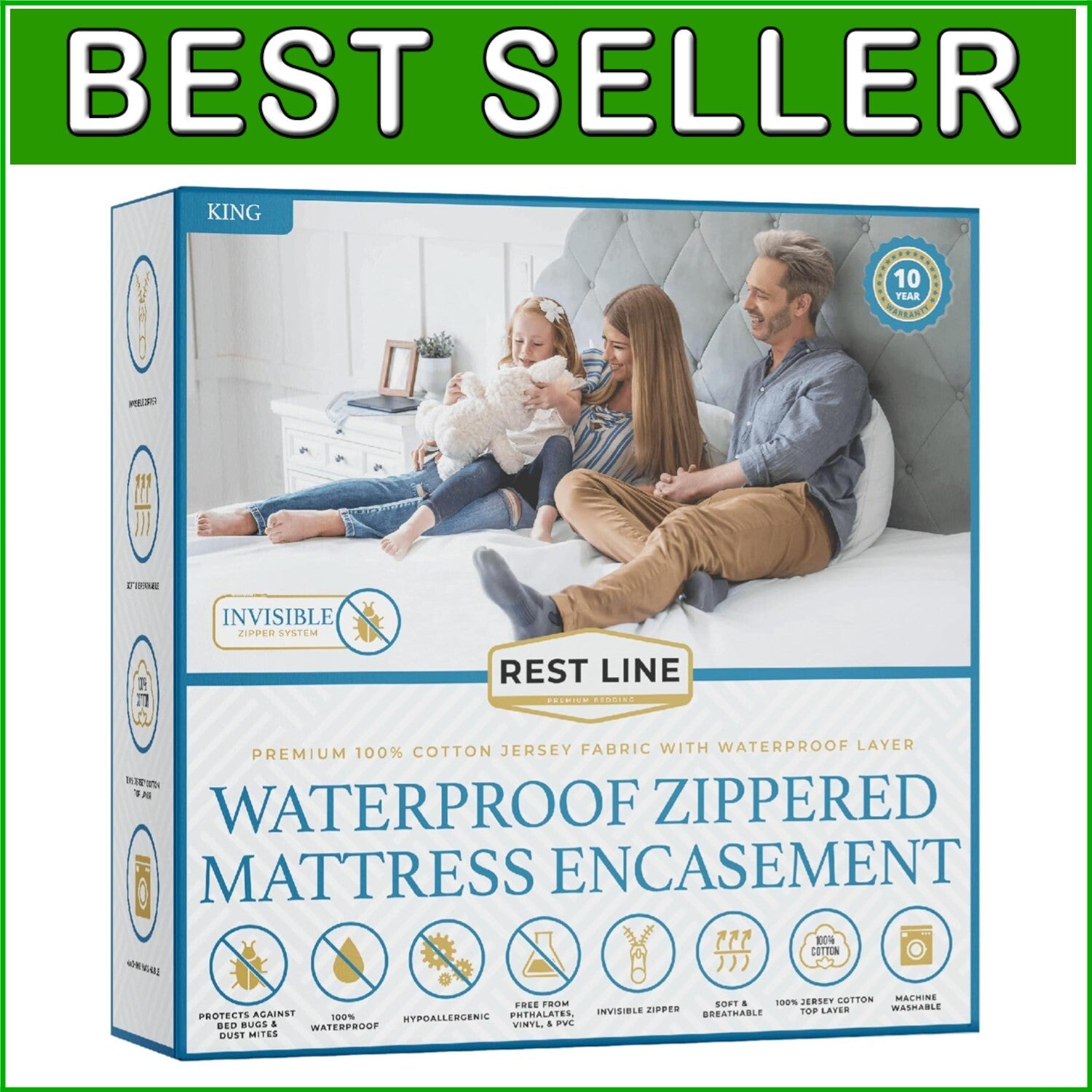 Luxury King Size Mattress Protector - 100% Cotton, Waterproof, and Bed Bug Proof