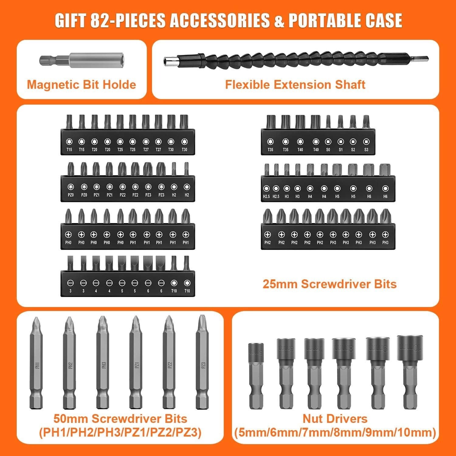 8V Cordless Screwdriver Set with 82 Accessories - Precision & Power Combined