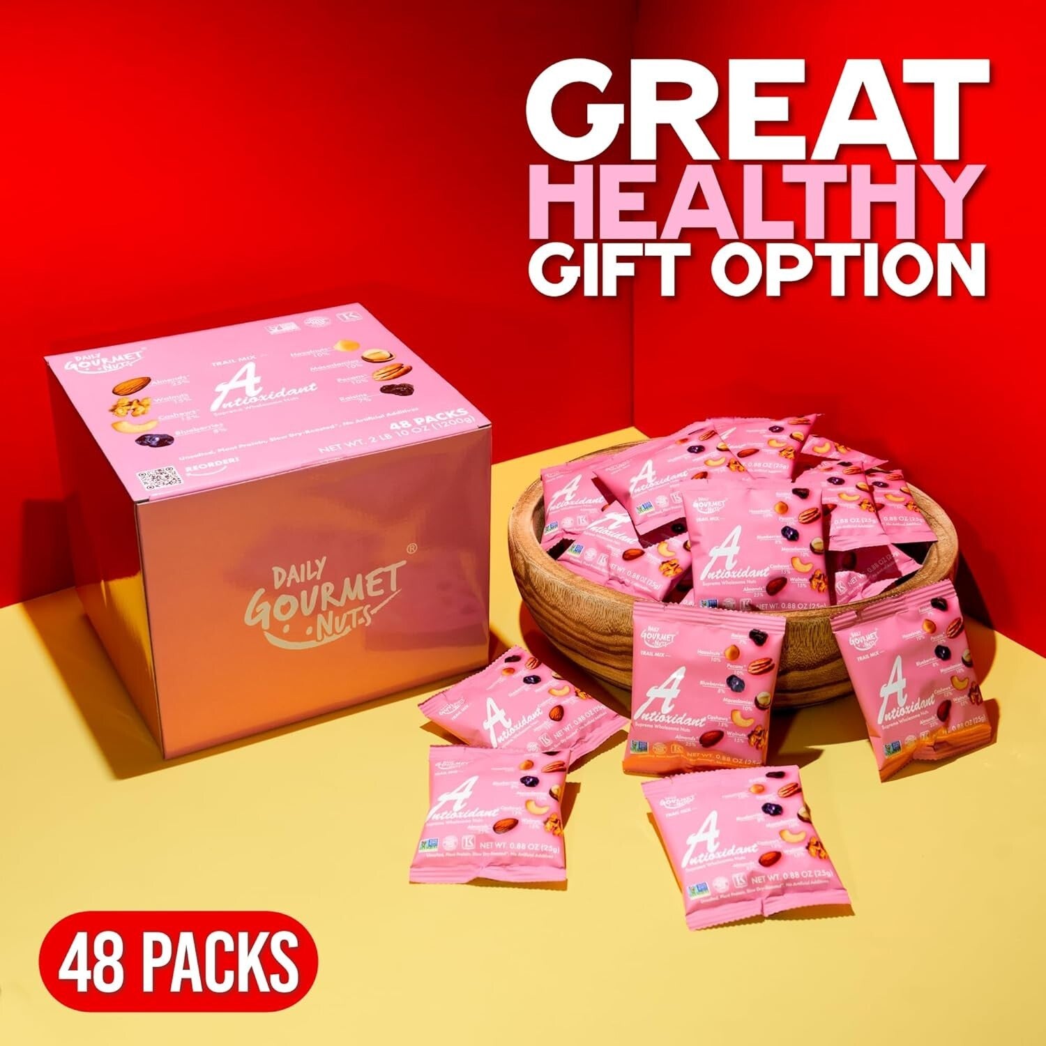 Healthy Trail Mix Snack Packs - Nut & Dried Fruit Assortment, No Salt, 48 Count