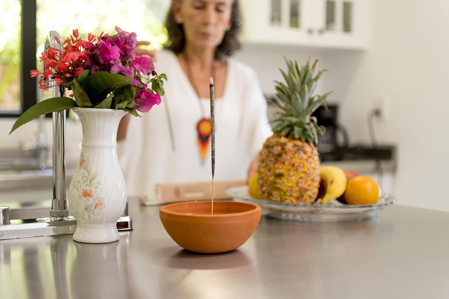 Artisan-Made White Copal Incense Sticks for Meditation - 80 Sticks, 12"