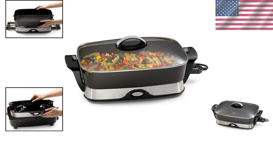 16-Inch Multi-Function Electric Skillet with Cool Touch Handles - Easy Storage