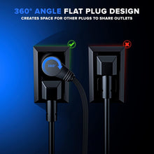 Load image into Gallery viewer, Premium 50 Ft Extension Cord with 360° Rotating Flat Plug - 3 Female Outlets
