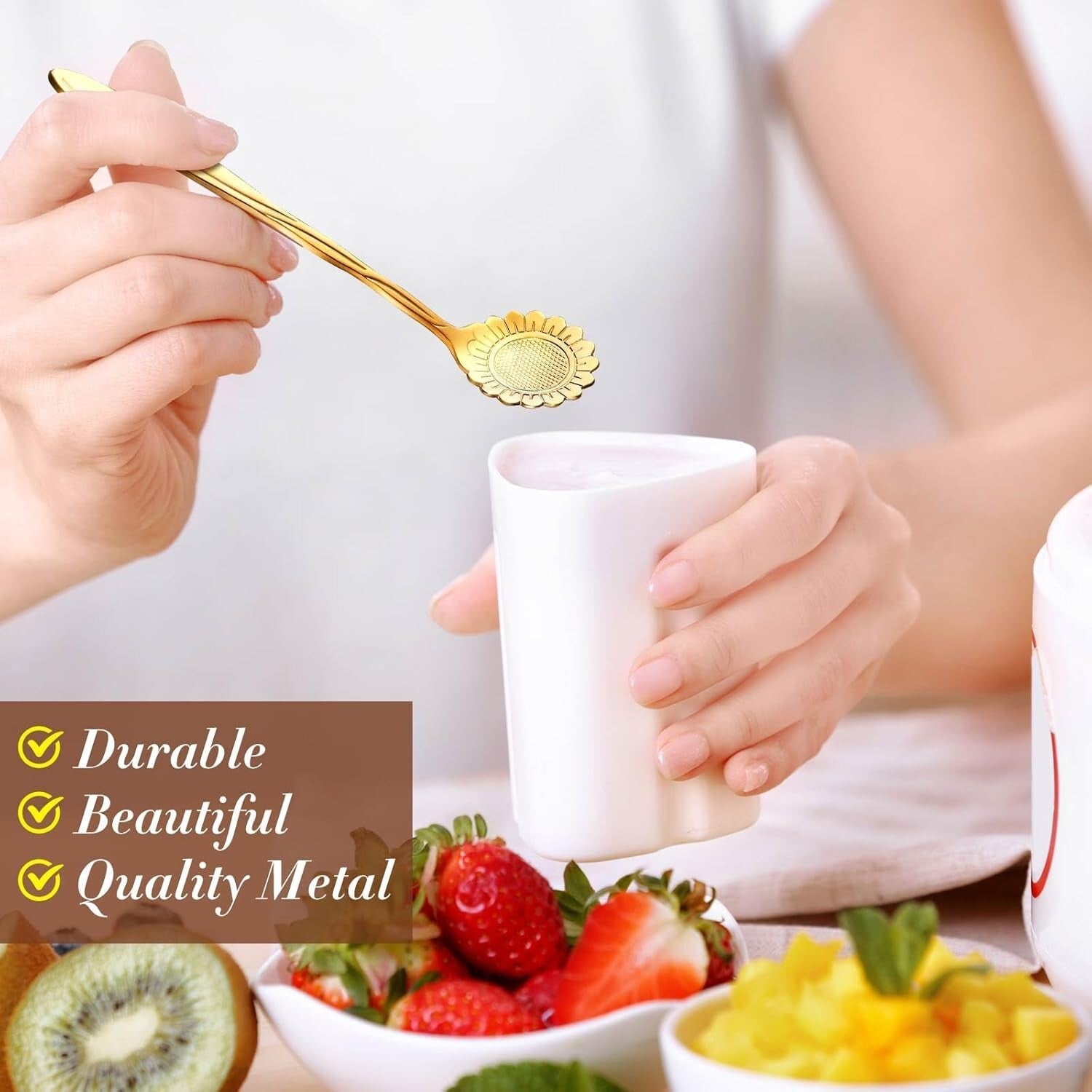 160 Pcs Gold Flower Teaspoons - Elegant Stainless Steel Party Tableware