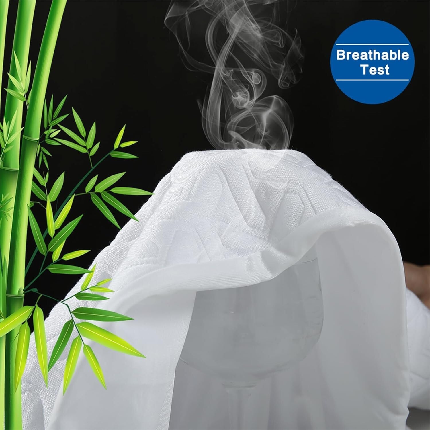 100% Waterproof Bamboo Full Mattress Cover - Deep Pocket & Cooling Design, White
