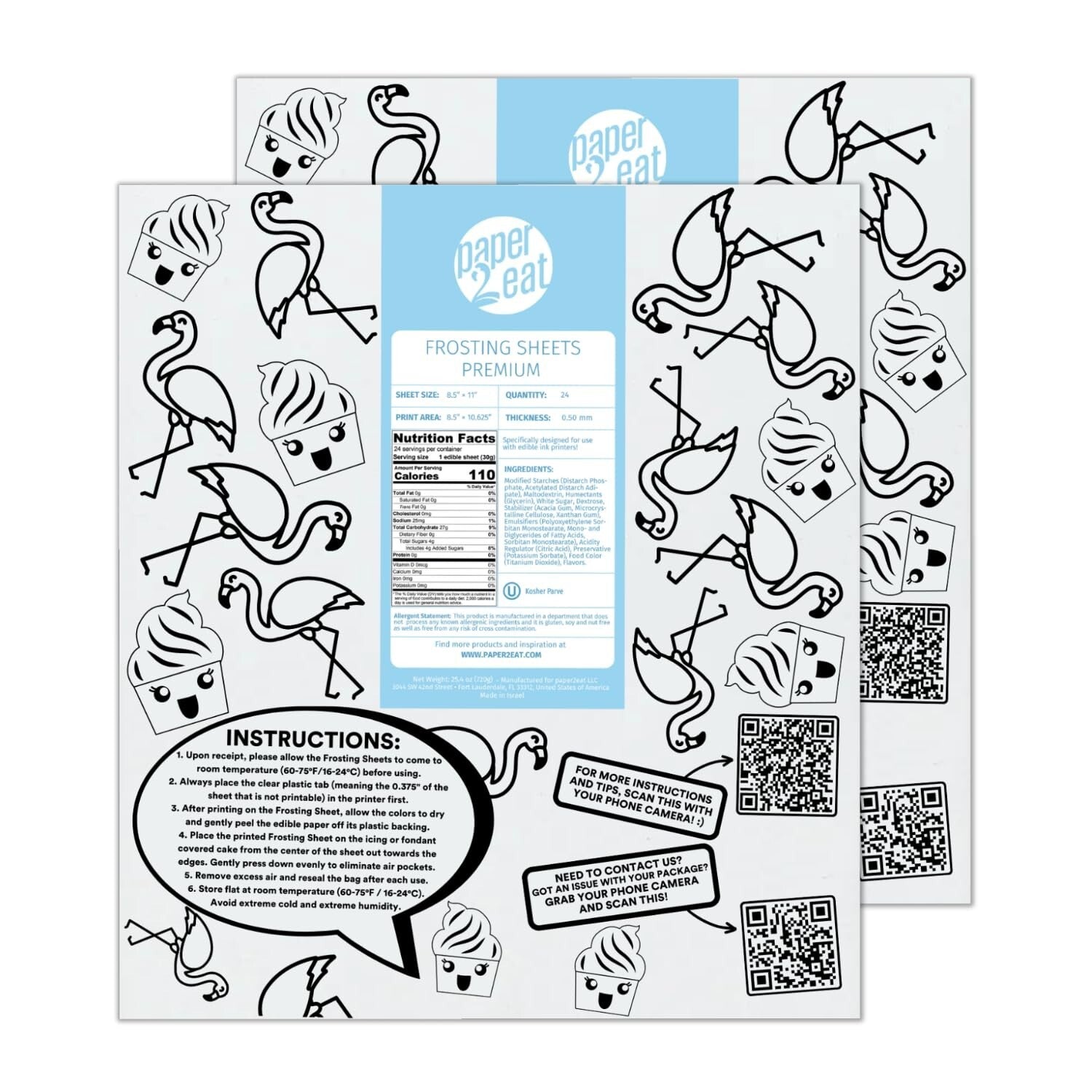 48 Count Kosher Certified Frosting Sheets - Vegan & Gluten-Free Icing Paper