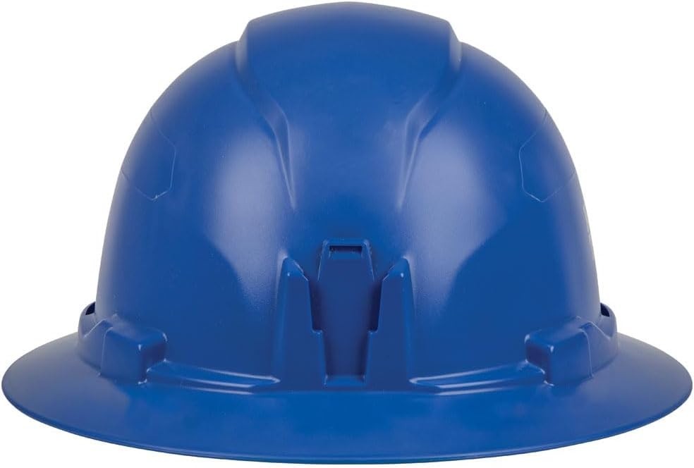 Adjustable Non-Vented Blue Hard Hat with Padded Sweatband & Enhanced Airflow