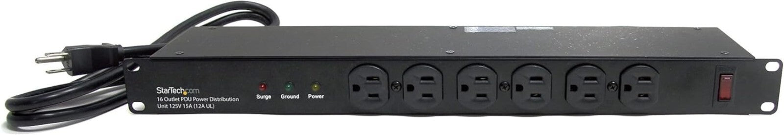 High-Durability 1U Surge Protector PDU with 16 Power Outlets and LED Indicators