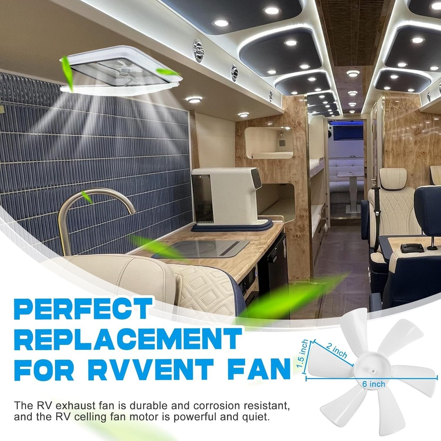 12V Electric RV Roof Vent with 6" Blades - Efficient Airflow & Easy Install