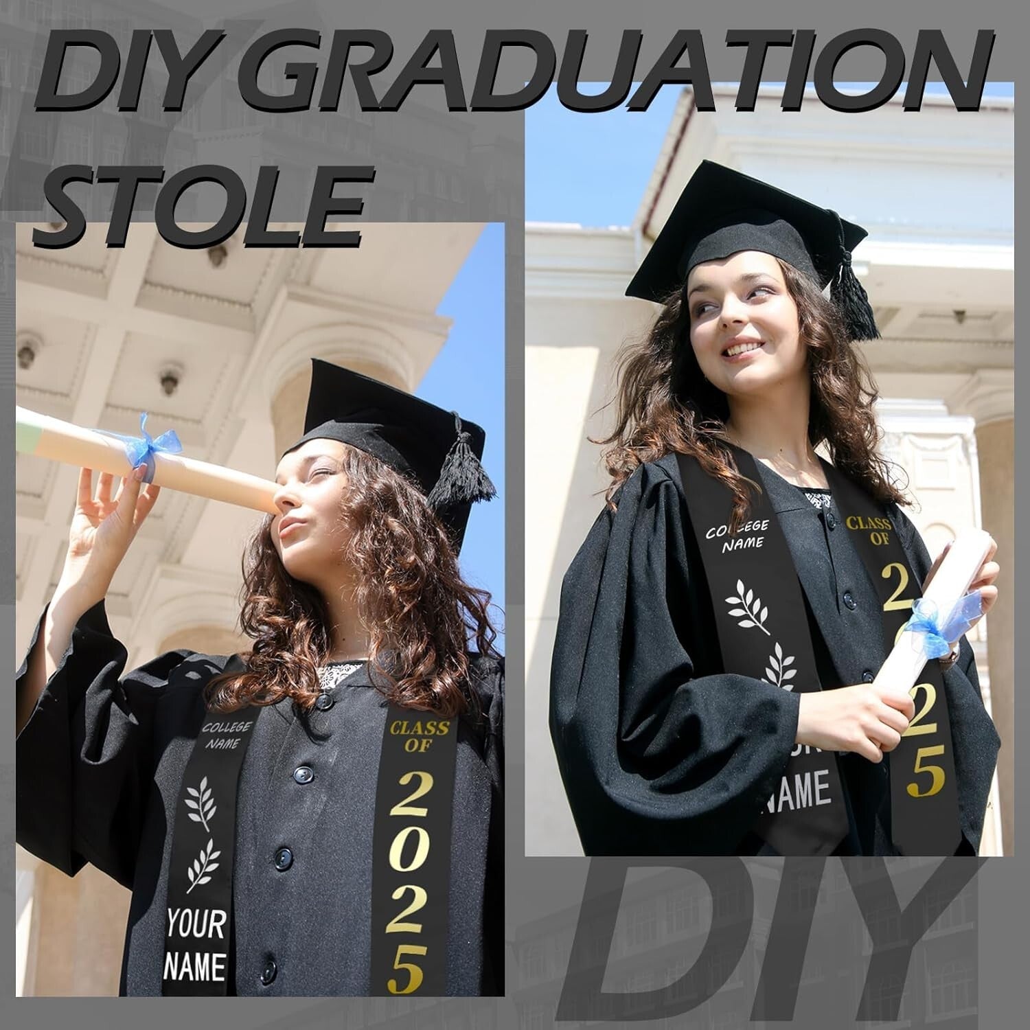 Classic 70-Inch Graduation Stoles - 24 Pack of Unisex Satin Celebration Attire