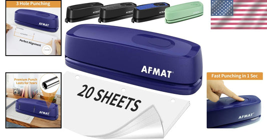Fast Electric 3 Hole Punch - 20-Sheet Capacity, Effortless Paper Management