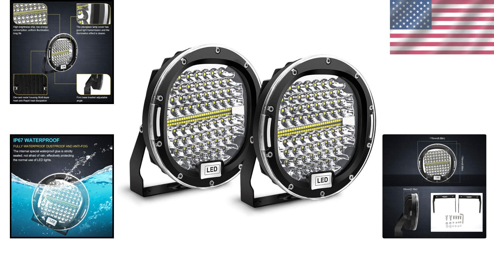 7-Inch Off-Road LED Spot Beam Light Bar - 300W Compatible with SUVs and Trucks