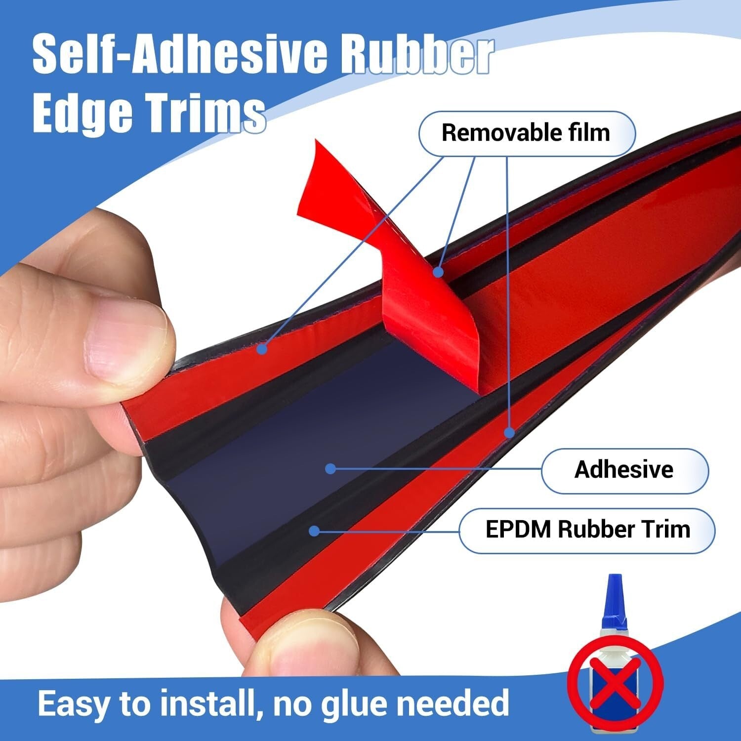 High-Quality U-Shaped Adhesive Edge Trim - 1.5in x 20ft for Various Applications