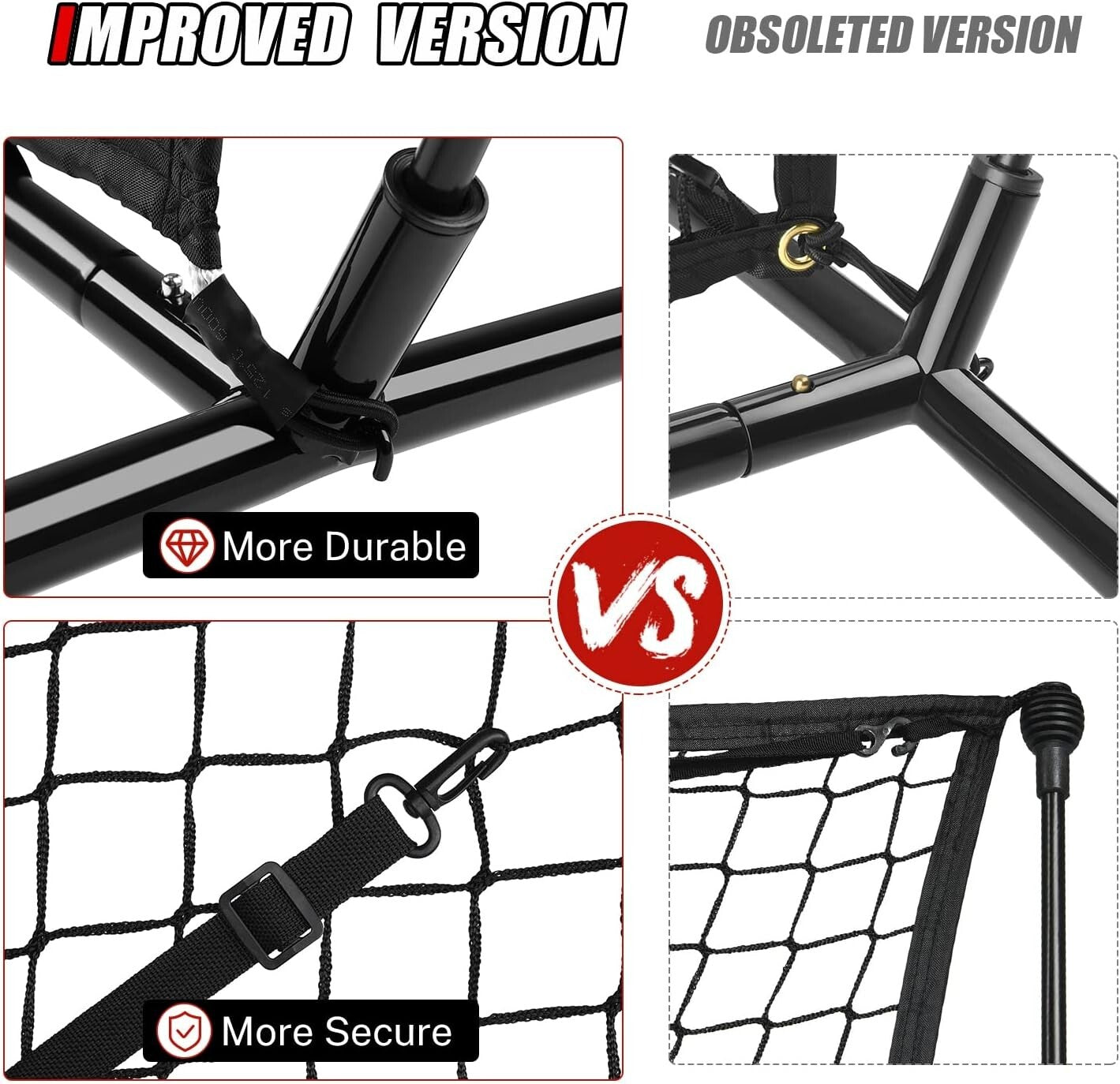 Durable 7' x 7' Softball Practice Net with High-Strength Frame & Carrying Bag