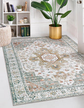 Load image into Gallery viewer, Machine Washable Area Rug 5' x 7' - Non-Slip Vintage Floral Carpet for Any Room