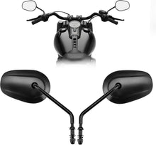 Load image into Gallery viewer, Long Stem Oval Motorcycle Mirrors with 360° Adjustability - Black Aluminum Pair